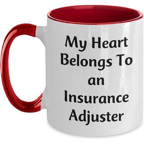 Insurance Adjuster Mug Gifts from Friends and Family, Funny Quote My Heart Belongs To An Insurance Adjuster, Two Tone Coffee Mug for Christmas, 11oz Ceramic, Microwave and Dishwasher Safe in Saudi Arabia
