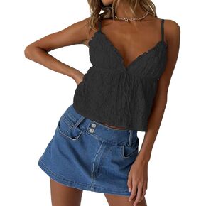 Women Cute Summer Tops Sleeveless Backless V Neck Flowy Crop Tops for Teen Girls 2025 Trendy in Kuwait