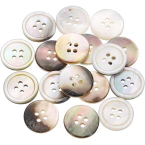uxcell 25 Pcs Natural Shell Buttons, 4 Hole 12.5mm Mother of Pearl Buttons for Shirt Clothes Coats Suits Jacket Jeans Skirts Sewing Craft DIY Decoration, Black/Silver in Kuwait
