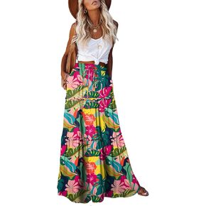 EARKOHA Womens Casual High Waist Tie Paisley Print Long Maxi Skirt with Pockets in Kuwait
