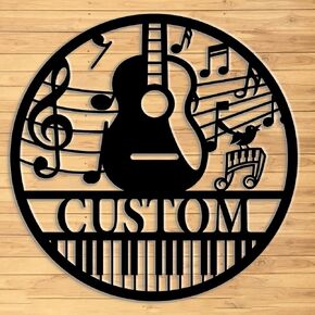 Custom Guitar Music Note Metal Wall Sign, Personalized Guitar Sign, Gift for Guitar Teacher, Music Logo, Guitar Player, Band Room, Guitar Player in Saudi Arabia