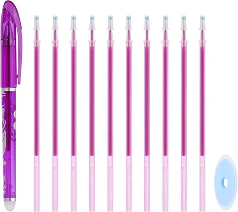 PATIKIL Erasable Gel Pens with 10 Refills & 1 Erasers, 0.5mm Heat Erasable Pens for Fabric Red Ink Fabric Marking Pen for Sewing Quilting Planner Writing in Saudi Arabia
