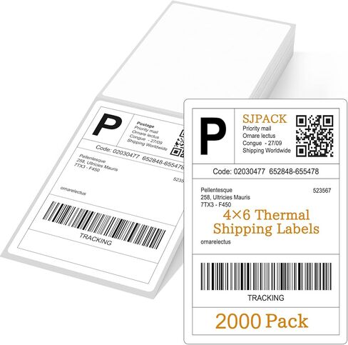 4 × 6 ملصقات شحن حرارية قابلة للطي، 100 ملصق شحن حراري لملصق شحن FedEx، متوافق مع طابعات JADENS وiDPRT وMunbyn. in Kuwait