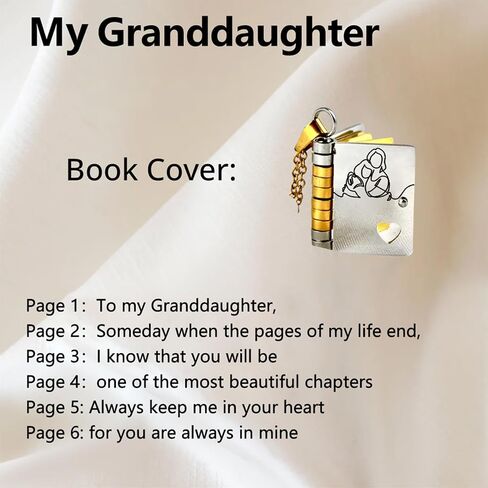To My Granddaughter Book Necklace from Grandma Nana Grandpa, Graduation Birthday Gifts for Granddaughters, Heart Locket Pendant Necklace for Women in Kuwait