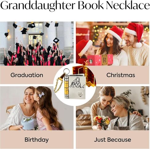 To My Granddaughter Book Necklace from Grandma Nana Grandpa, Graduation Birthday Gifts for Granddaughters, Heart Locket Pendant Necklace for Women in Kuwait
