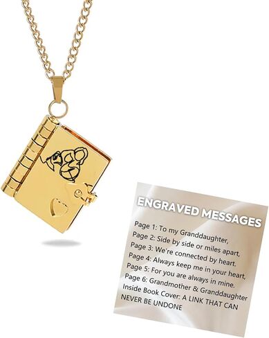 To My Granddaughter Book Necklace from Grandma Nana Grandpa, Graduation Birthday Gifts for Granddaughters, Heart Locket Pendant Necklace for Women in Kuwait