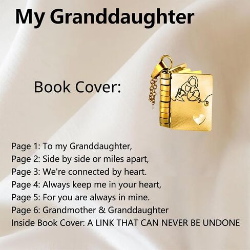 To My Granddaughter Book Necklace from Grandma Nana Grandpa, Graduation Birthday Gifts for Granddaughters, Heart Locket Pendant Necklace for Women in Kuwait