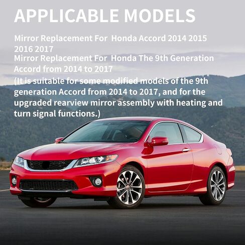 استبدال مرآة السائق في Honda Accord 2014 2015 2016 2017 - زجاج المرآة اليسرى (فقط لتجميع مرآة الرؤية الخلفية مع ضوء الإشارة للتدفئة والانتقال) in Saudi Arabia