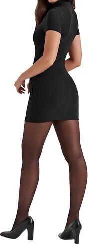 SHESEEWORLD Women's Summer Short Sleeve High Neck Business Pencil Skirt Fashional A-Line Mock Neck Bodycon Formal Dress in Saudi Arabia