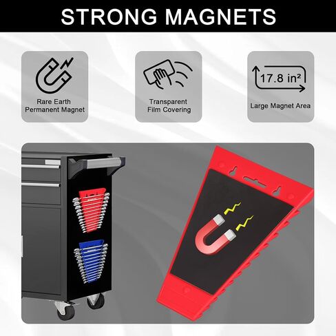 4-Pack Magnetic Wrench Organizer, 48-Slot Wrench Rack Tool Trays, Durable ABS Wrench Holder for Tool Box Drawer Chest, SAE (1/4" to 1-1/16") & Metric (6 to 24mm) in Saudi Arabia