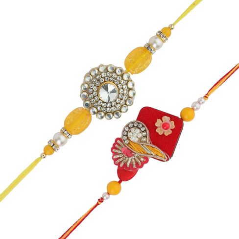 Set of 2 Rakhi for Brother Thread Bracelet for Bhai Bhabhi Bhaiya veera Raksha Bandhan Rakhi Set Dora with Rakhee Card gift Pack for Brother Sister Indian Traditional Raksha Bandhan Festival in Saudi Arabia