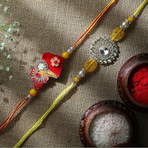 Set of 2 Rakhi for Brother Thread Bracelet for Bhai Bhabhi Bhaiya veera Raksha Bandhan Rakhi Set Dora with Rakhee Card gift Pack for Brother Sister Indian Traditional Raksha Bandhan Festival in Saudi Arabia