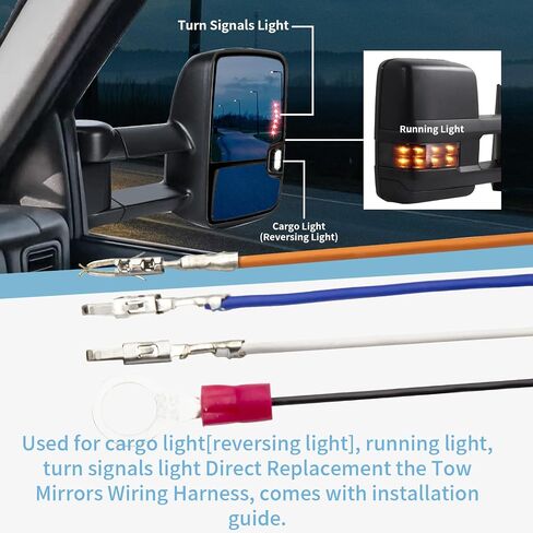 2PCS Tow Mirrors Wiring Harness Compatible with 2014-2018 Chevrolet Chevy Silverado GMC Sierra 1500 2500 HD Sierra Truck Cargo Running Turn Signals Light in Saudi Arabia