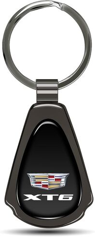 for Cadillac XT6 Logo Black Dome Metal Teardrop Key Chain in Saudi Arabia