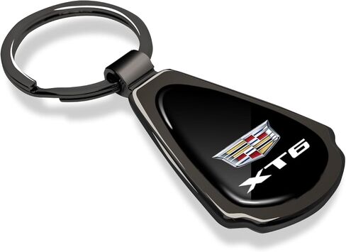 for Cadillac XT6 Logo Black Dome Metal Teardrop Key Chain in Saudi Arabia