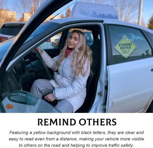 3 PCS Student Driver Sticker, Removable Reusable New Driver Sign with Suction Cups, Please Be Patient Novice Driver Safety Warning, Rookie Driver Sticker for Car Windows in Saudi Arabia