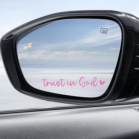 2 PCS Trust in God Rearview Mirror Sticker ، وملصقات مرآة Vinyl Automotive View الخلفية للسيارات ، وملصقات آية الكتاب المقدس المسيحية ، وملحقات السيارات اللطيفة للنساء (أسود) in Kuwait
