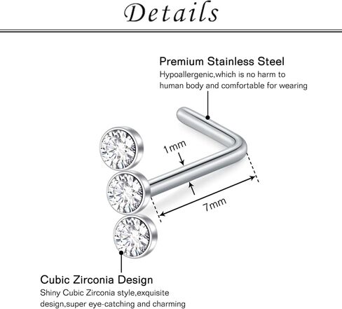 TOKRING 18G 20G Nose Rings Studs Surgical Steel L Shaped Screw Nose Piercing Jewelry for Women Men in Kuwait