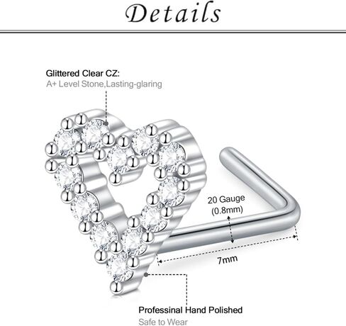 TOKRING 18G 20G Nose Rings Studs Surgical Steel L Shaped Screw Nose Piercing Jewelry for Women Men in Kuwait
