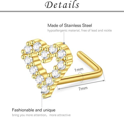 TOKRING 18G 20G Nose Rings Studs Surgical Steel L Shaped Screw Nose Piercing Jewelry for Women Men in Kuwait