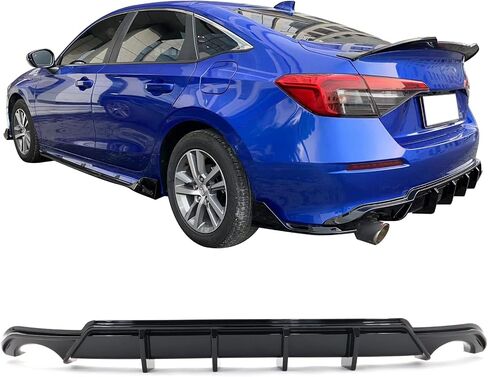 Ikon Motorsprts ، موزع الشفاه الخلفي المتوافق مع 2022-2024 Honda Civic 4-Door Sedan ، PP polypropylene Gloss Black Fe-C على غرار Canard Canard Spovers Add-On in Saudi Arabia