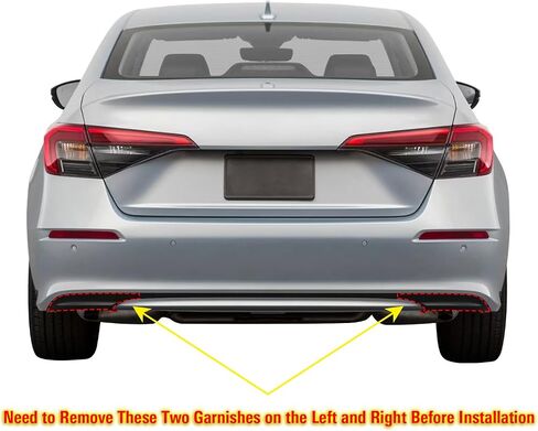 Ikon Motorsprts ، موزع الشفاه الخلفي المتوافق مع 2022-2024 Honda Civic 4-Door Sedan ، PP polypropylene Gloss Black Fe-C على غرار Canard Canard Spovers Add-On in Saudi Arabia