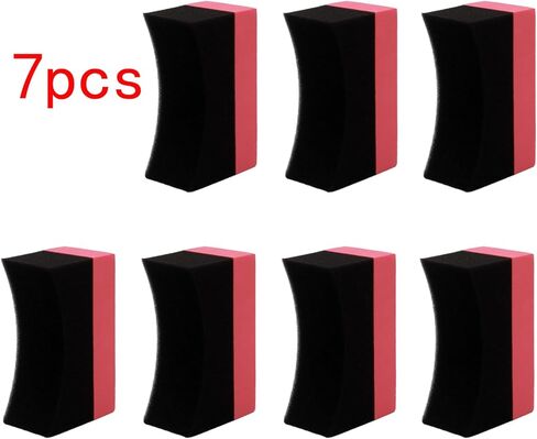 7pcs Red Tire Shine Applicator Sponges, Durable Foam Tire Applicator Pads, Reusable Tire Sponges, for Car Glass, Painted Steel & Porcelain in Saudi Arabia