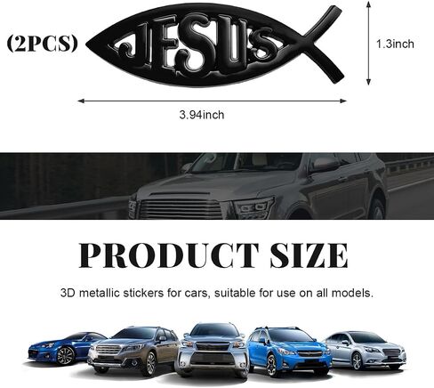 2pcs ملصق يسوع صائق الأسماك ، سيارة ثلاثية الأبعاد شارات يسوع الرمز المسيحي رمز الكروم ، ملصقات الأسماك الإيمان ، شارة المعادن الدينية ديكور للدراجات النارية الشاحنة (أسود) in Saudi Arabia