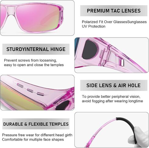 Wzerry Fit Over Glasses Sunglasses for Women Men, Polarized Oversized Sun Glasses for Prescription Glasses UV400 Protection in Saudi Arabia