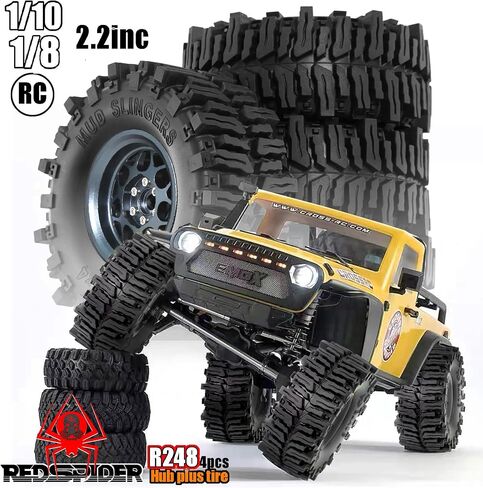 Redspider • مطاط 2.2 '' إطارات الزاحف (4pcs) التضاريس الطينية 2.2 إطارات Super Grip Tire Tire OD 130 * 55mm متوافق مع SCX10 المحوري 90047 D90 TF2 TAMIYA CC01 TRAXXAS TRX4 in Kuwait