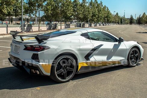 Replacement for 2020-Present Chevrolet Corvette C8 Models with High Wing Spoiler | GM Factory Style Carbon Fiber Rear Trunk Lid Wing Side Winglets Pair in Saudi Arabia