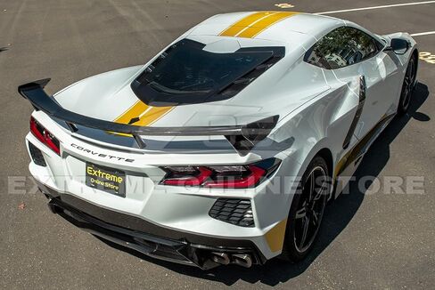 Replacement for 2020-Present Chevrolet Corvette C8 Models with High Wing Spoiler | GM Factory Style Carbon Fiber Rear Trunk Lid Wing Side Winglets Pair in Saudi Arabia