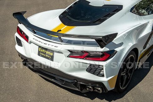 Replacement for 2020-Present Chevrolet Corvette C8 Models with High Wing Spoiler | GM Factory Style Carbon Fiber Rear Trunk Lid Wing Side Winglets Pair in Saudi Arabia