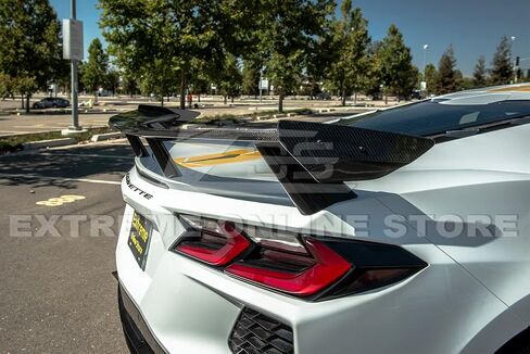 Replacement for 2020-Present Chevrolet Corvette C8 Models with High Wing Spoiler | GM Factory Style Carbon Fiber Rear Trunk Lid Wing Side Winglets Pair in Saudi Arabia