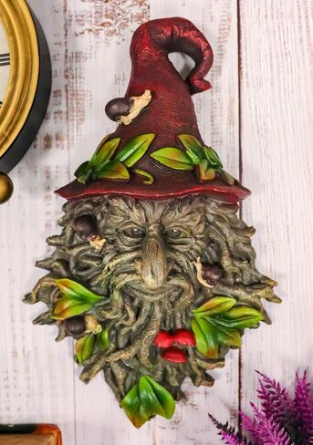 Ebros Gift Nature Spirit God Celtic Winter Solstice Toadstool Greenman with Magical Sorting Hat Hanging Wall Decor Plaque 10" H Wiccan Tree of Life Forest Horned God Ent Mythical Fantasy Sculpture in Saudi Arabia