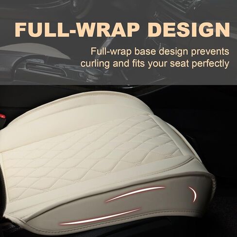 Front Leather Car Seat Covers – Waterproof, Universal Fit for Most Trucks, Jeep, Van, SUV, Pickup, Sedan, Airbag Compatible, Luxury Seat Protectors with Storage Pocket (Off-White) in Kuwait
