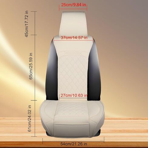 Front Leather Car Seat Covers – Waterproof, Universal Fit for Most Trucks, Jeep, Van, SUV, Pickup, Sedan, Airbag Compatible, Luxury Seat Protectors with Storage Pocket (Off-White) in Kuwait