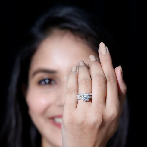 خاتم خطوبة مويسانيت معتمد 8 مم ونطاق زفاف ، D-VS1 جودة ، حلقة مجموعة الزفاف مويسانيت in Saudi Arabia