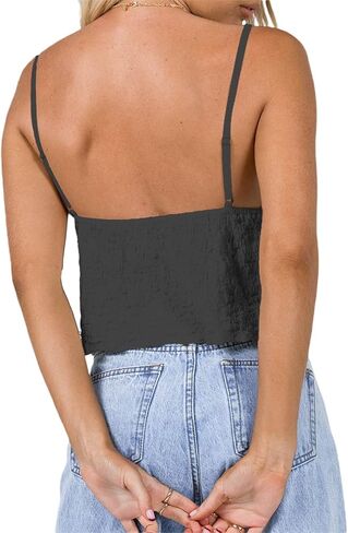 Women Cute Summer Tops Sleeveless Backless V Neck Flowy Crop Tops for Teen Girls 2025 Trendy in Kuwait
