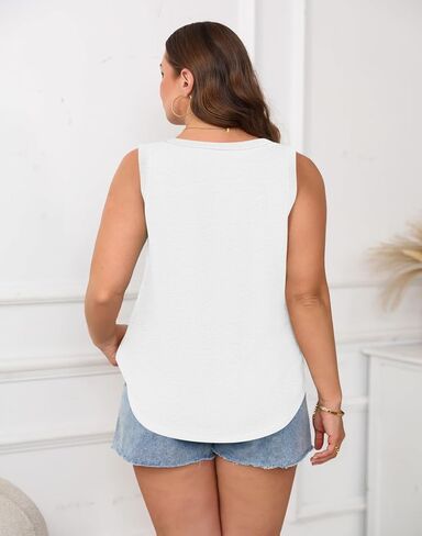 Yousify Womens Plus Size Tank Tops Summerless Square Deque Thirts Threndy Strendy Lourd Fit Top Top Disual Tucrts in Kuwait