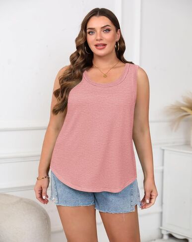 Yousify Womens Plus Size Tank Tops Summerless Square Deque Thirts Threndy Strendy Lourd Fit Top Top Disual Tucrts in Kuwait