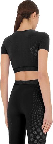 Wolford Dots Illusion Net Top للنساء بأكمام قصيرة مع فرقة دعم مرنة تحمل علامة يوجا لليوغا سبورت in Saudi Arabia
