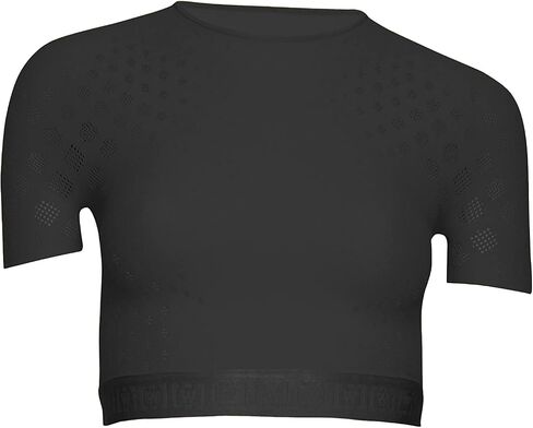 Wolford Dots Illusion Net Top للنساء بأكمام قصيرة مع فرقة دعم مرنة تحمل علامة يوجا لليوغا سبورت in Saudi Arabia