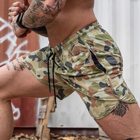 القتال القتالي للرجال الرياضي التكتيكي الجري الجري | 5.5 "inseam | مادة مرنة خفيفة الوزن | 2 جيوب الشبكة الأمامية in Kuwait