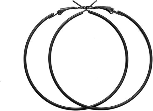 coadipress Lightweight Matte Metal Hoop Earrings Candy Nightclub Hoop Earrings 90s Retro Neon Round Earrings 80s Classic Big Circle Hoop Earrings for Women Statement Jewelry (Black Circle) in Saudi Arabia