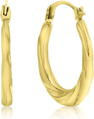 14K Yellow Gold 2x16mm Polished Small Textured Round Lightweight Hoop Earrings in Kuwait