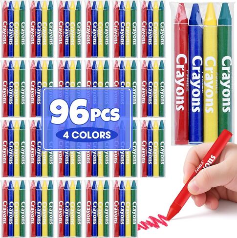 FUMILE 400 Sets of 4 Colors Crayons(1600 Count), Crayons Bulk Individual Packs, Non-Toxic Mini crayons for Kids Party Favors, Restaurants, School Supplies, Travel and More Events in Kuwait