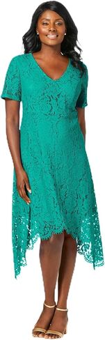 Jessica London Women's Plus Size Lace Handkerchief Dress in Kuwait