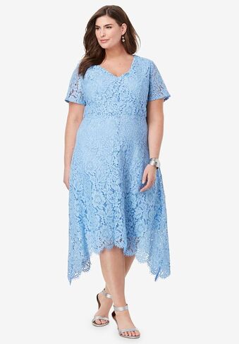 Jessica London Women's Plus Size Lace Handkerchief Dress in Kuwait