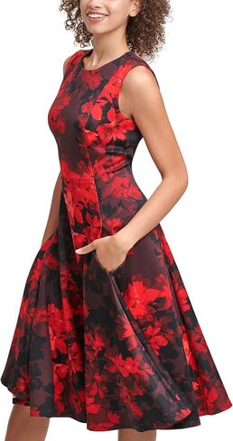 Calvin Klein Womens Fit Fit and Flare Red Multi 14 in Saudi Arabia